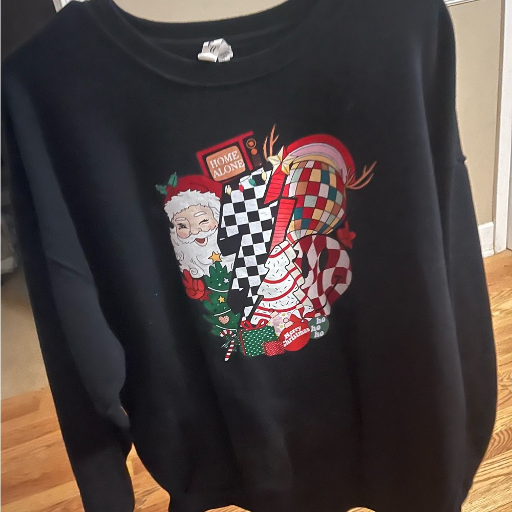 Black Santa Graphic Sweater